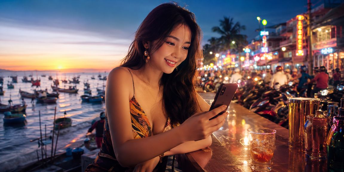 Người dùng Việt Nam trải nghiệm cá cược thể thao trên điện thoại tại bãi biển Mũi Né